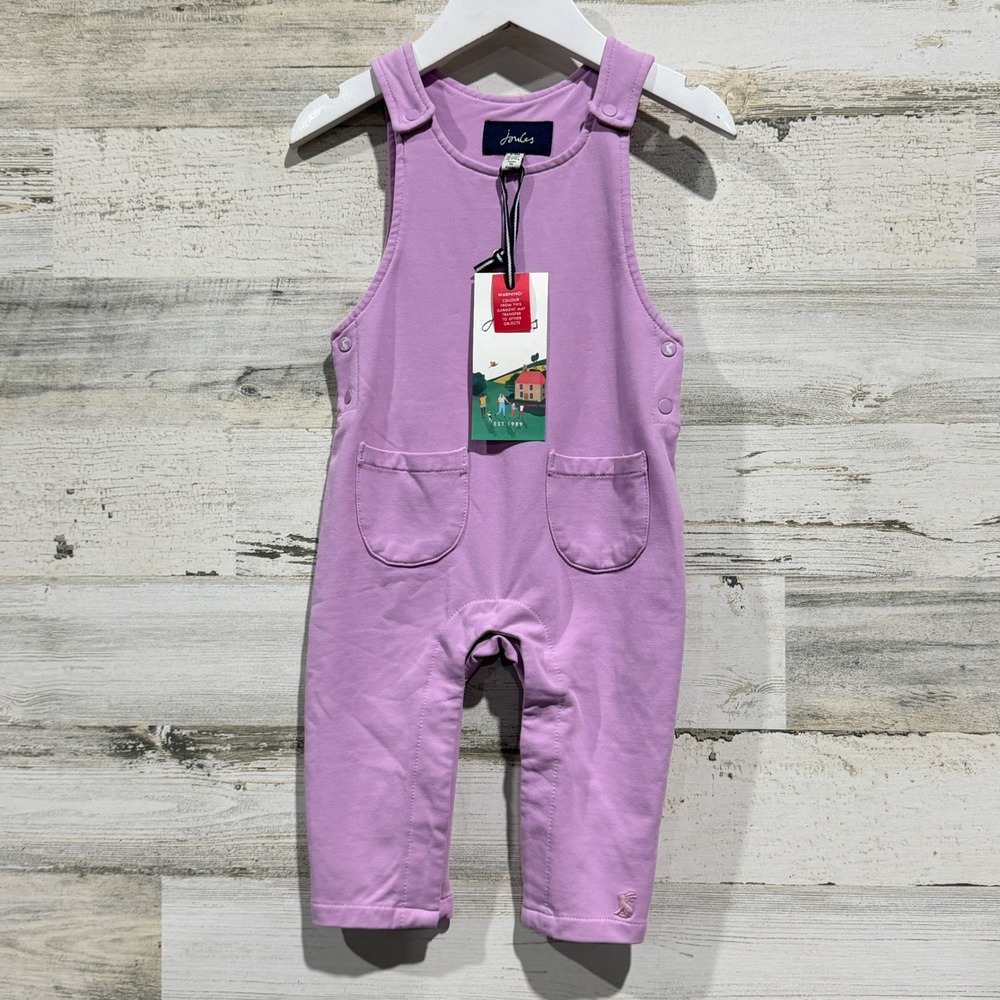 Joules Maybridge Overalls Girls 6-9M Mauve Mist Cotton Knit Romper NWT